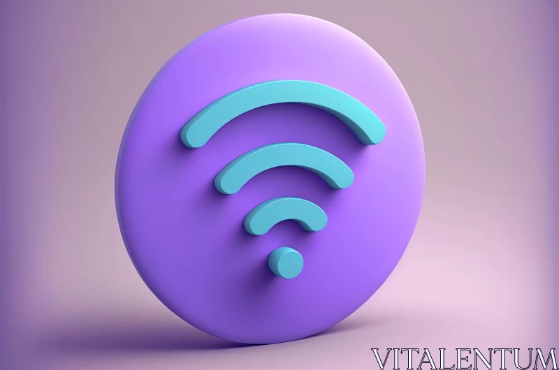 3D Rendered Wifi Symbol in Purple - Technology Art AI Image