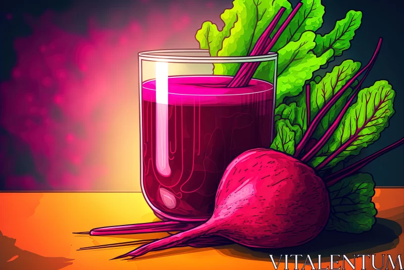 Colorful Still-life Illustration of Beets in a Glass AI Image