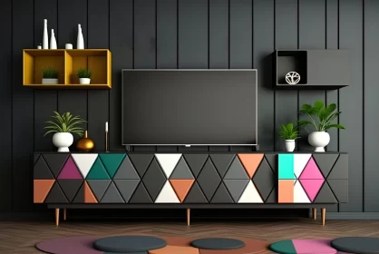 Modern Living Room Decor with Bold Geometric Design