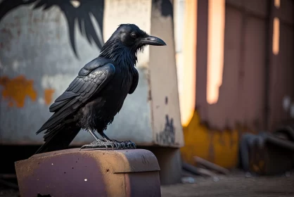 Urban Exploration Art: Black Crow in Post-Apocalyptic Setting