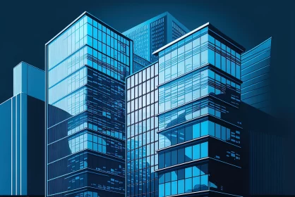 Blue and Sleek Buildings Vector in Commercial Art Style AI Image