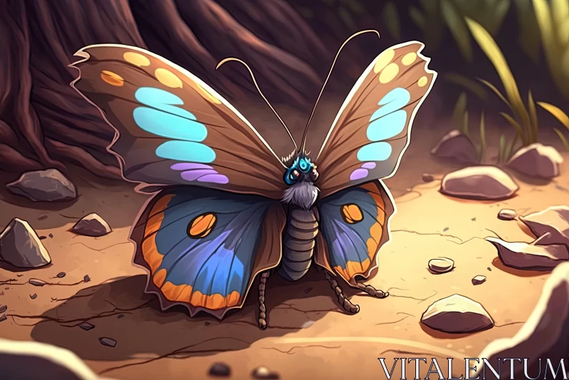 Blue-eyed Butterfly in 2D Game Art Style AI Image
