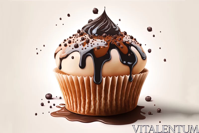 Chocolate Cupcake - A Fluid Blend of Colors and Bold Lines AI Image