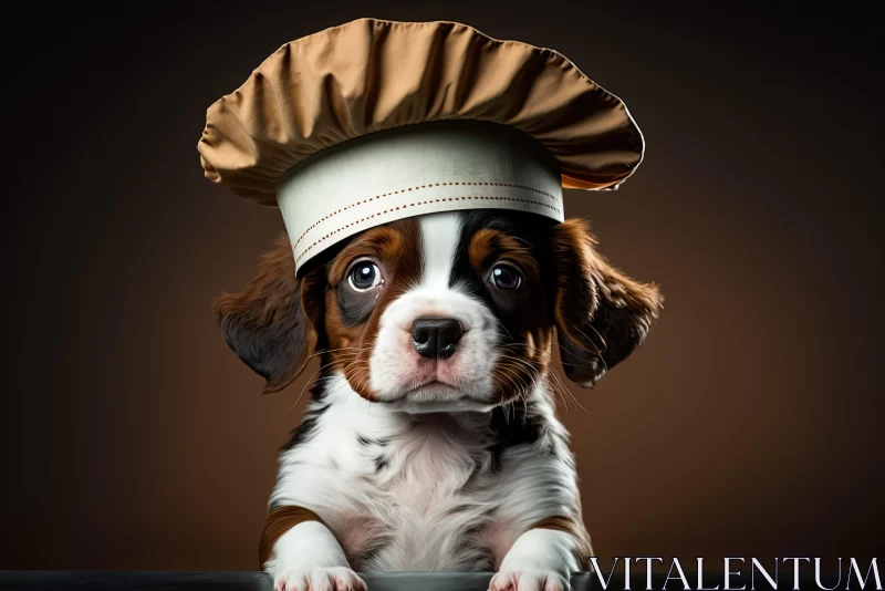 Cute Beagle Puppy in Chef's Hat - Animal Portrait AI Image