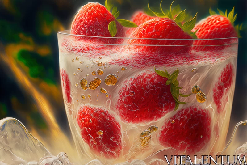 Fantasy Art - Strawberries in Glass Encased in Ice AI Image