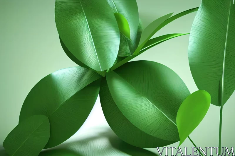 Green Leaf 3D Wallpaper: A Blend of Oriental Minimalism and Realism AI Image