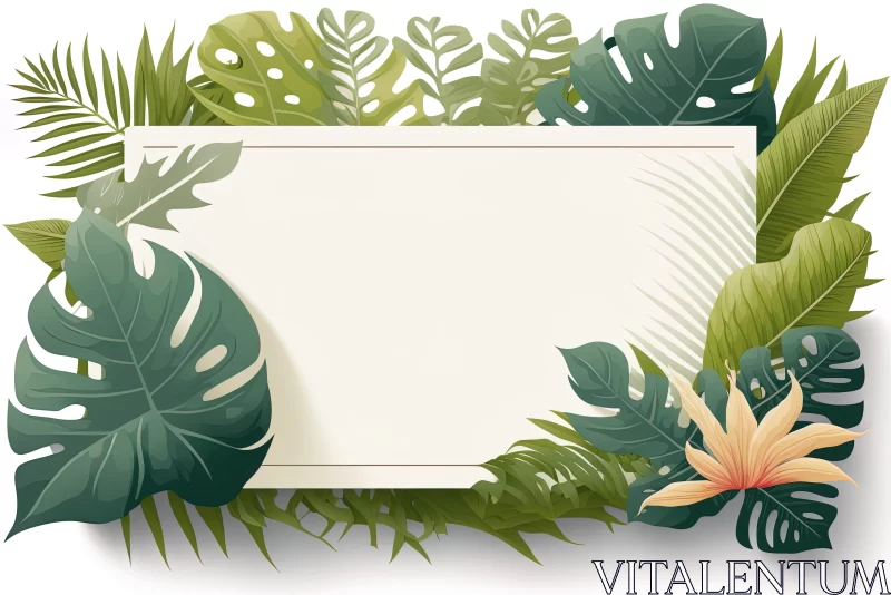 Tropical Foliage Frame Illustration with Soft Tonal Colors AI Image