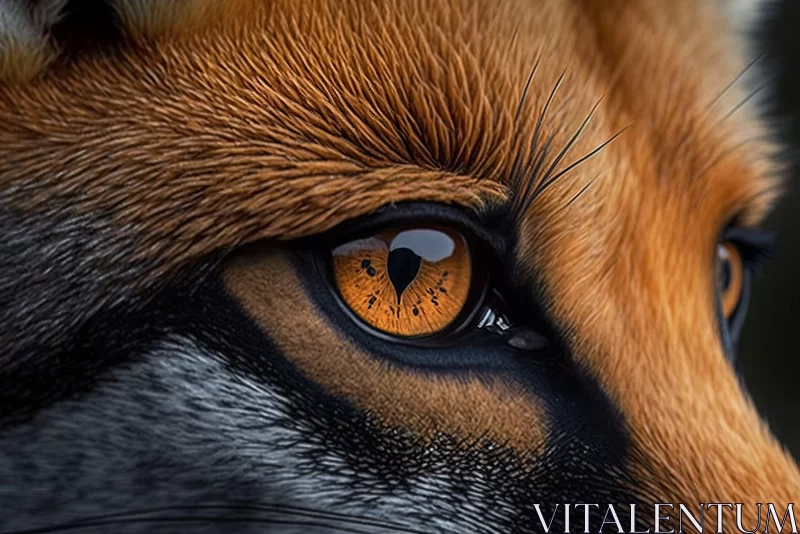 Fox Gaze: A Close-Up Study of Nature's Intrigue AI Image