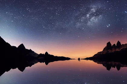 Milky Way Reflection on Lake - A Harmony of Space and Nature AI Image