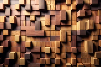 Abstract Wooden Texture Wallpaper in 3D Pixelated Style