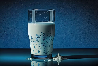 Pointillist Style Blue Glass with Milk - Artistic Photography