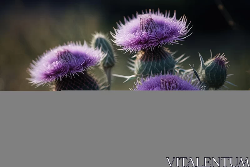 Purple Thistle Flower in Sunlight - A Nature's Masterpiece AI Image
