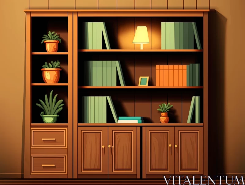 Emerald and Brown Toned Office with Detailed Foliage AI Image