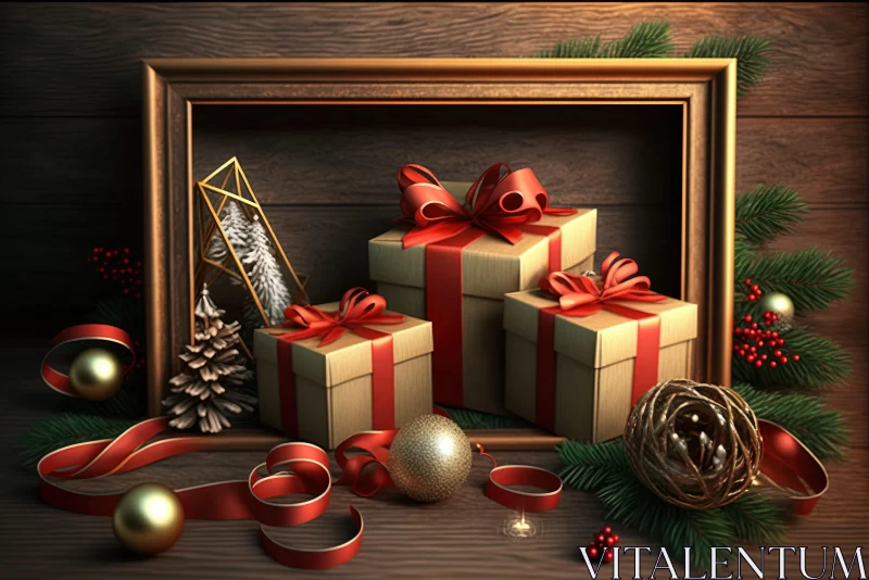 Festive Christmas Scenes with Gifts - 3D Texture-rich Composition AI Image