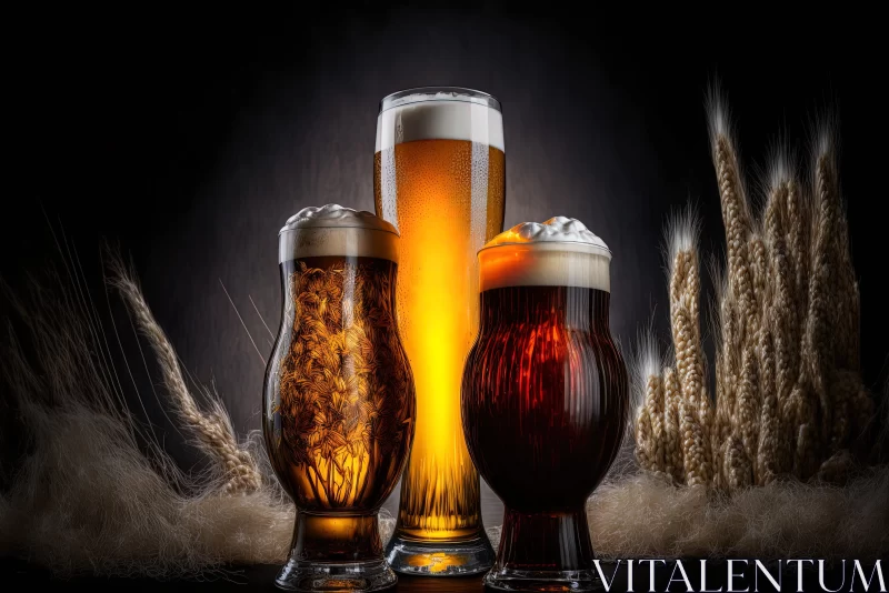 Baroque Villagecore: A Rustic Still Life with Beer Glasses AI Image
