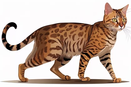 Bengal Cat in Animated Style: A Digital Artwork