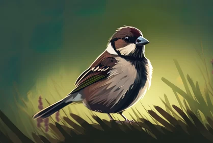 Delightful Sparrow Illustration in Nature