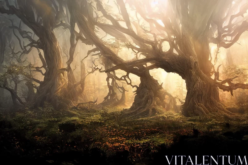 Ethereal Fantasy Forest - A Magical Realistic Artwork AI Image