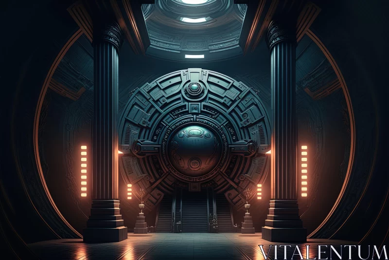 AI ART Futuristic Spaceship Interior - A Blend of Neoclassical & Industrial Aesthetics