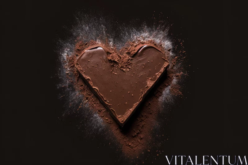 Iconic Chocolate Heart Artistry on a Black Background AI Image