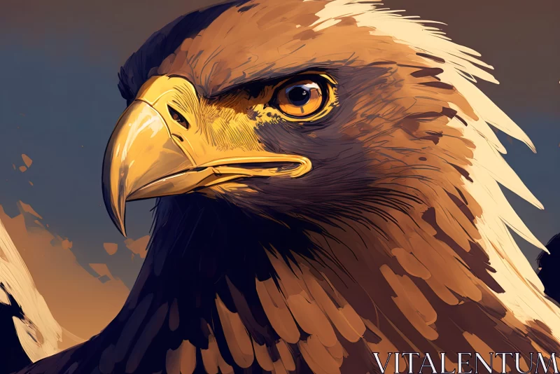 Stylized Realistic Eagle Illustration in Dark Amber and Navy AI Image