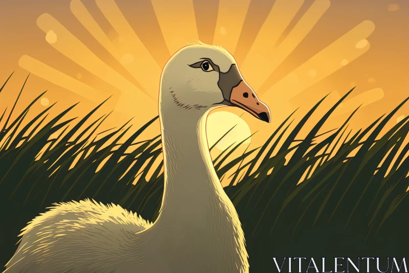 Captivating Swan at Sunset - An Illustrative Artwork AI Image