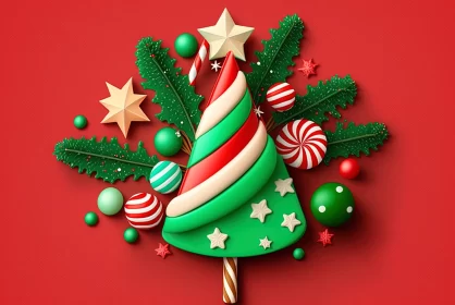 Festive Christmas Tree with Candy Canes and Ornaments