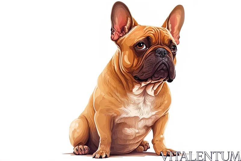 Charming French Bulldog Portrait in Digital Painting Style AI Image