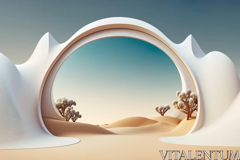 Surreal 3D Illustration of an Arch in the Australian Desert AI Image