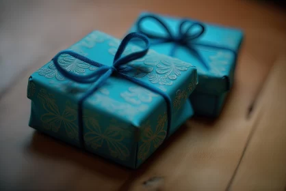 Festive Teal Gift Boxes: A Study in Emotion and Intricate Design