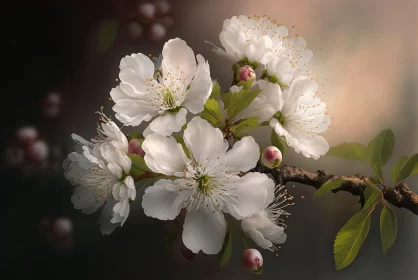 Cherry Blossoms in Bloom: A Study in Realistic Floral Art