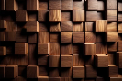 Abstract Wooden Cubes Wallpaper Design AI Image