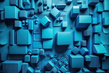 Blue Cube Background: Abstract Constructivist Art
