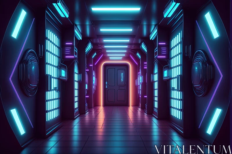 AI ART Futuristic Neon Corridor: A Blend of Cabincore and Victorian Styles