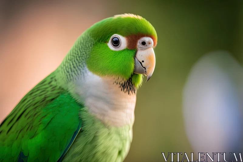 Green and White Parrot Portrait in Soft Lighting AI Image