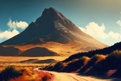 Tranquil Mountain Landscape with Dirt Road - Realistic Renderings