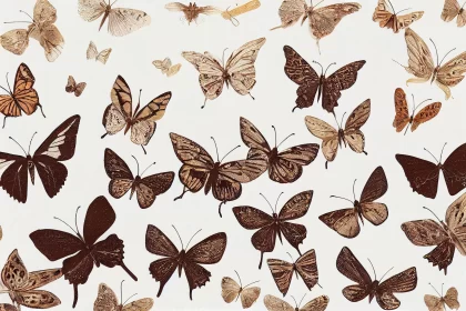 Vintage Style Brown and Black Butterfly Composition