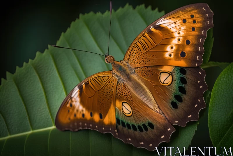 Brown Butterfly on Green Leaf: A National Geographic Contest Winner AI Image