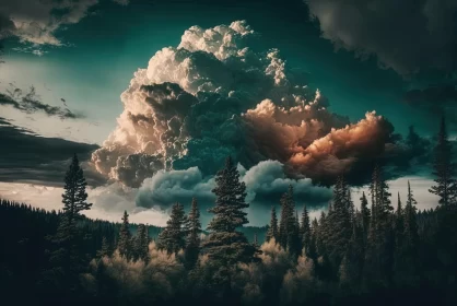 Apocalyptic Forest Scene under Storm Clouds
