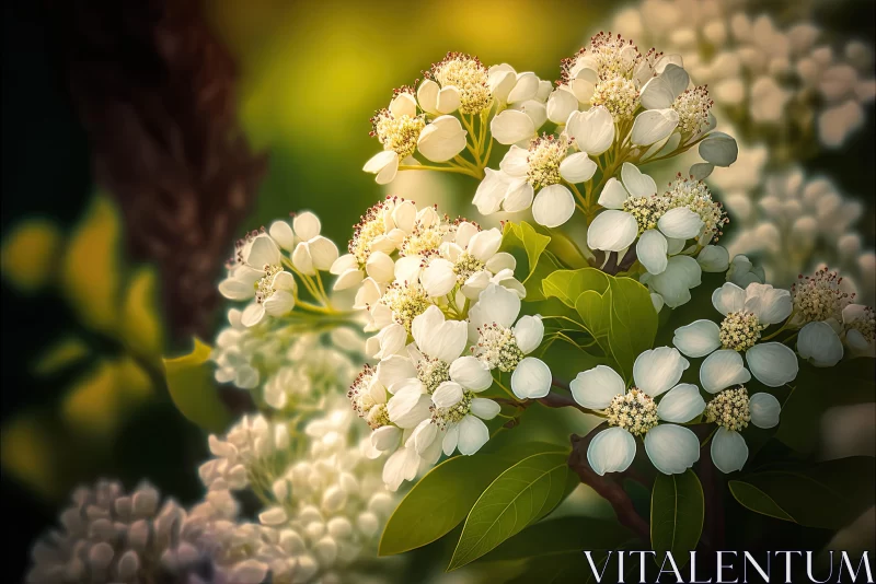 Backlit White Blossoms - Captivating Nature Photography AI Image