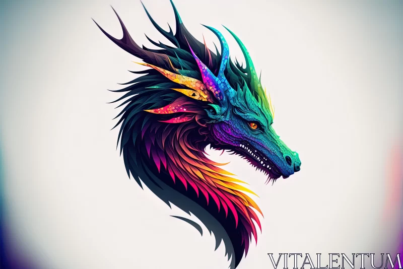 Colorful Dragon Portrait: A Fusion of Neonpunk and Caninecore AI Image