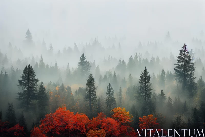 Misty Forest in Autumn - A Warm Palette Landscape AI Image