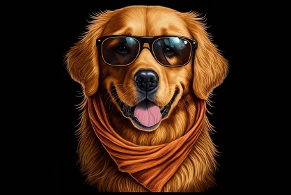 Stylish Golden Retriever Dog Illustration