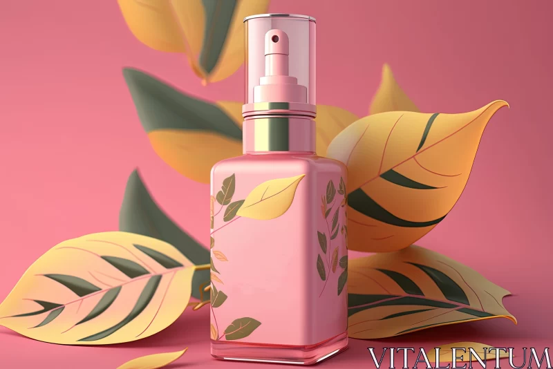 AI ART 3D Rendered Perfume Bottle with Autumn Foliage