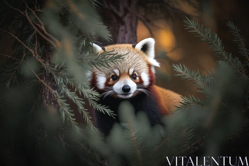 Red Panda in Winter Forest: An Emotive Portrait AI Image