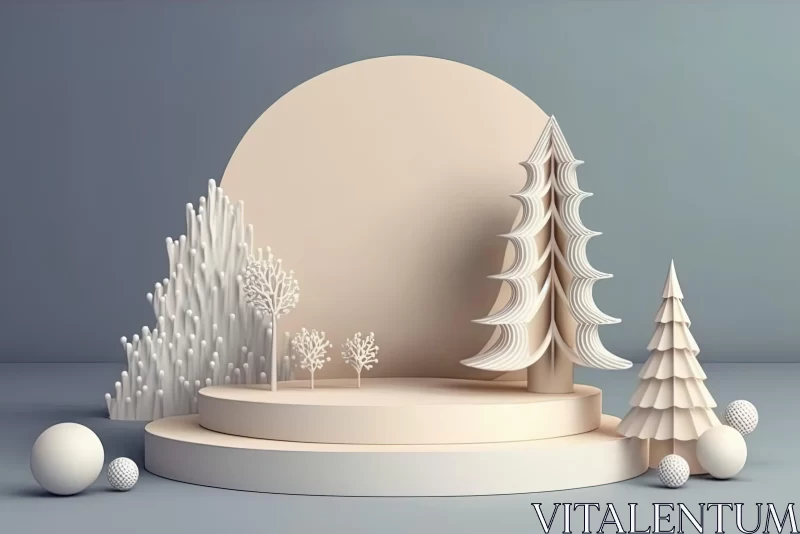 3D Christmas Concept in Monochromatic Landscape AI Image