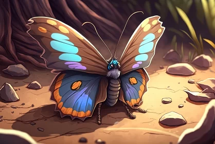 Blue-eyed Butterfly in 2D Game Art Style