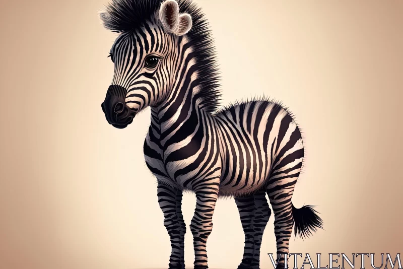 Realistic Baby Zebra Illustration - Stark Contrast and Detailed Design AI Image