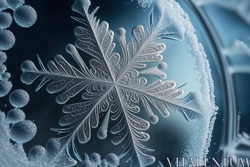 Enchanting Close-Up of a Snowflake Abstract in Glass AI Image