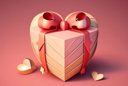3D Illustrated Valentine's Day Gift and Hearts AI Image